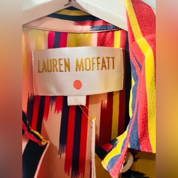 NWT LAUREN MOFFATT  Size 0/Small 100% Silk Shirt Dress Multicolor Sleeveless - Picture 4 of 10